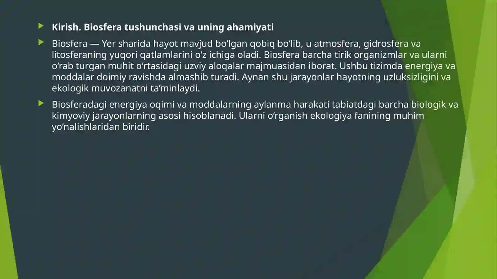 Biosferada energiya va moddalarning aylanma harakati 2