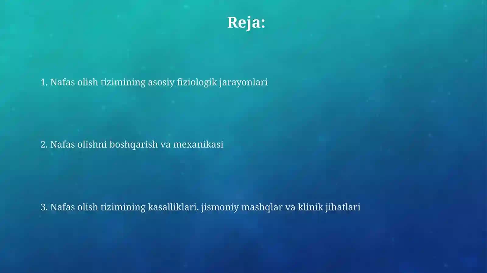 Nafas olish sistemasining fiziologiyasi 2