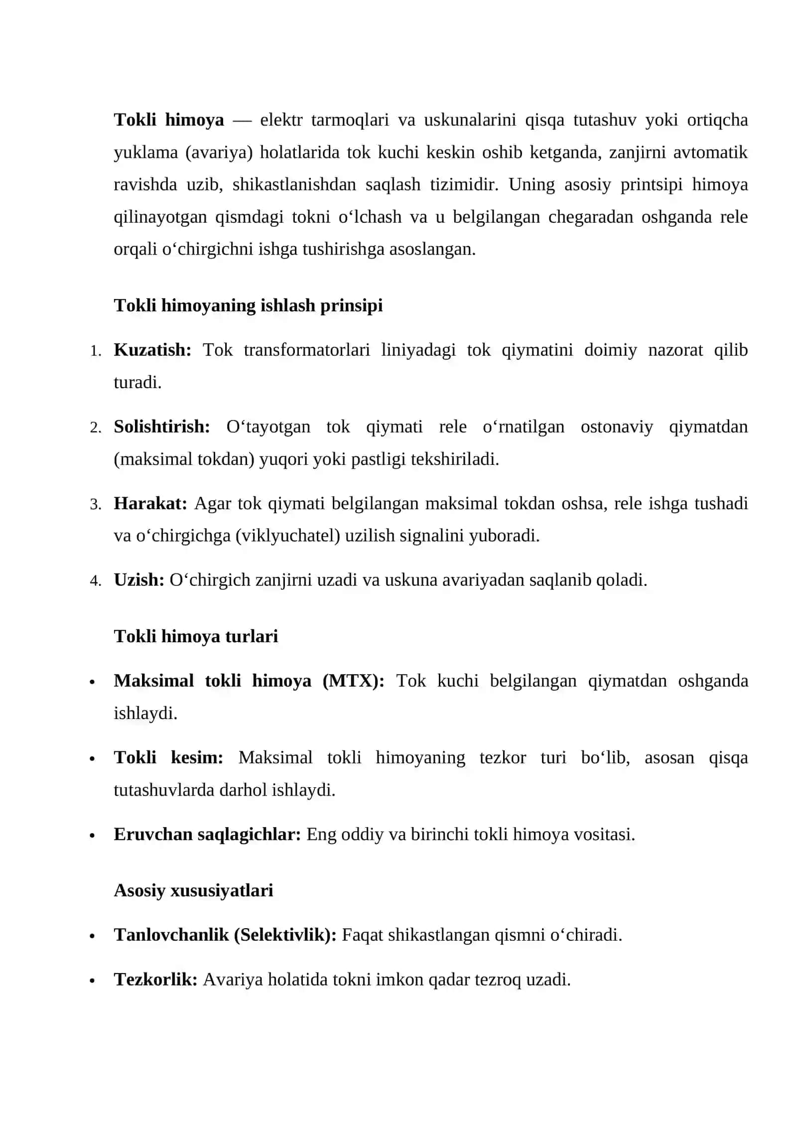 Uch pog‘onali tokli himoyalar 2