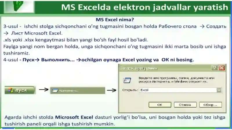 Elektron jadvallar bilan ishlash texnologiyasi 2