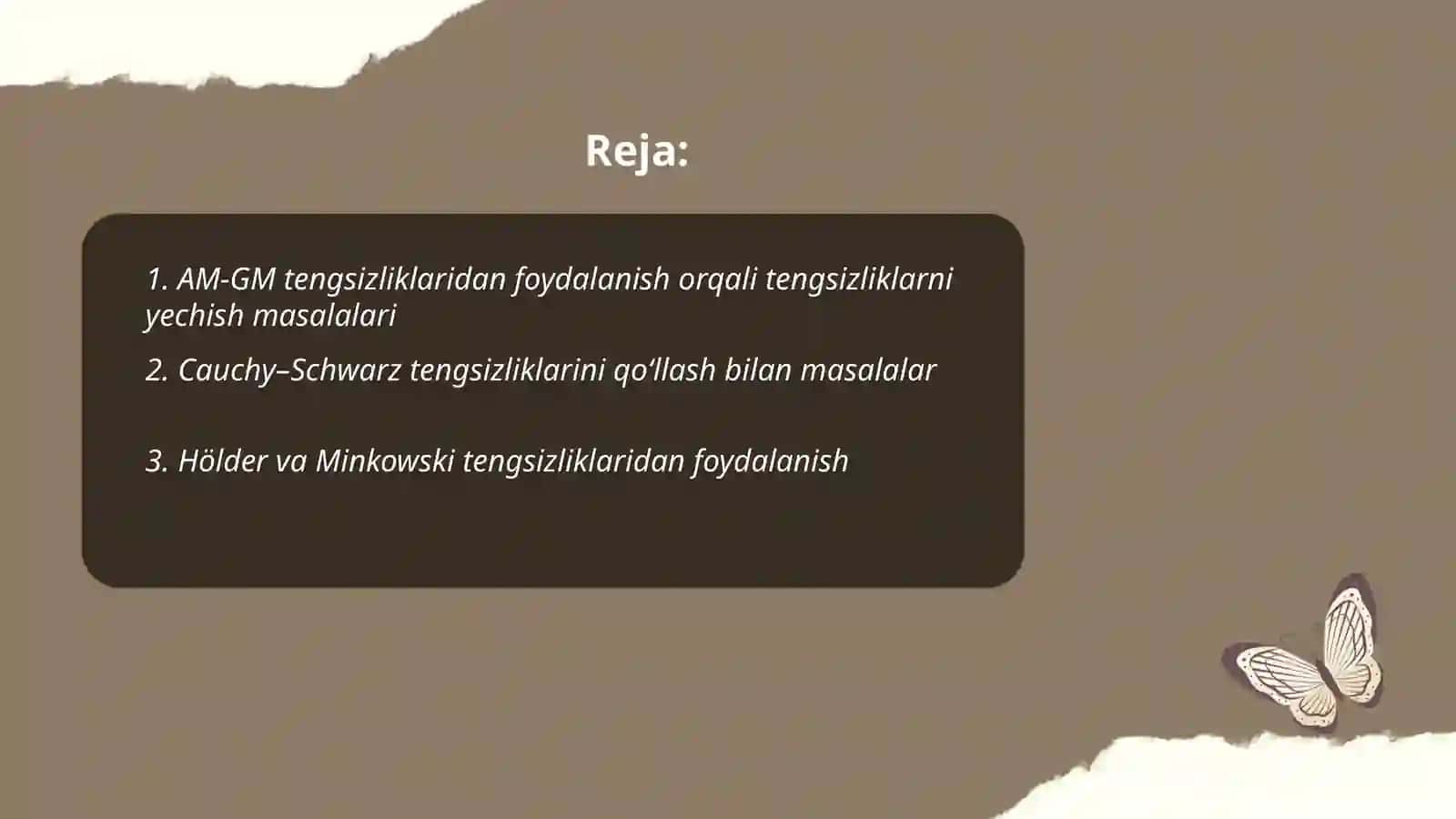 Tengsizliklarni yechishga keltiriladigan ayrim masalalar va yechish metodlari 2