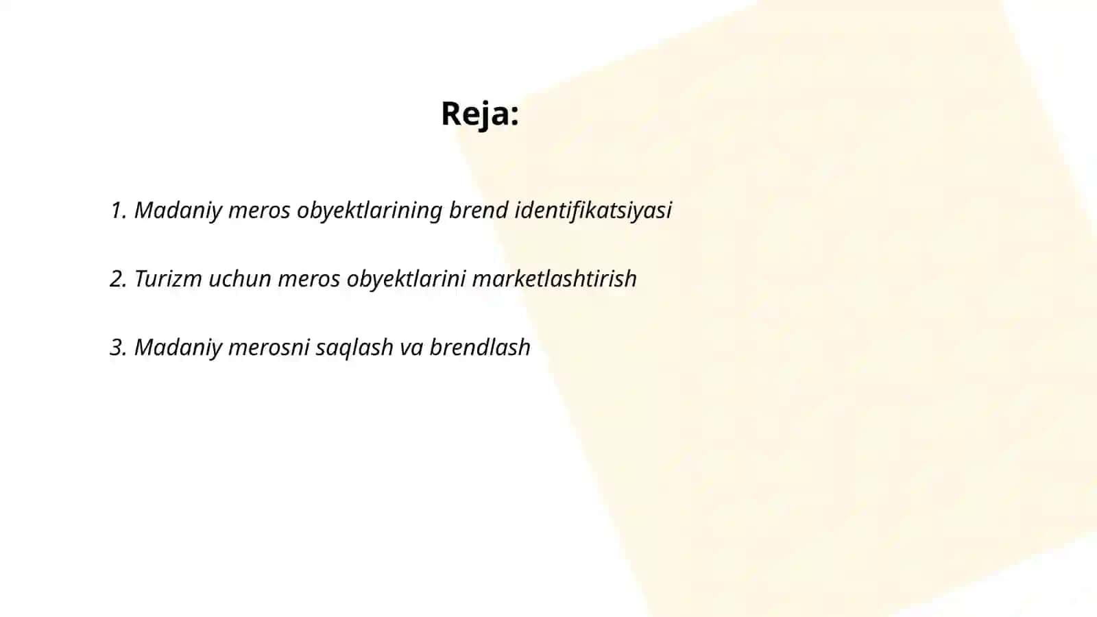 Madaniy meros obyektlarini brendlash va turizmga jalb qilish 2