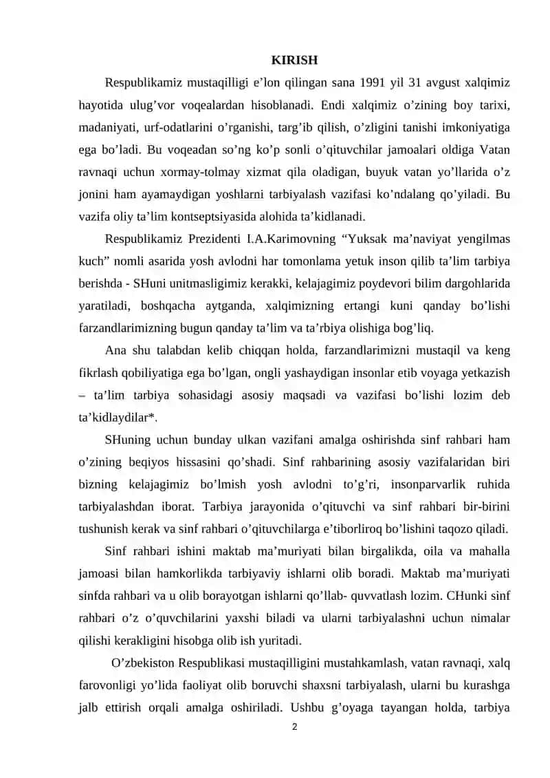 SINFDAN VA MAKTABDAN TASHQARI TARBIYAVIY ISHLARNI TASHKIL QILISH 2