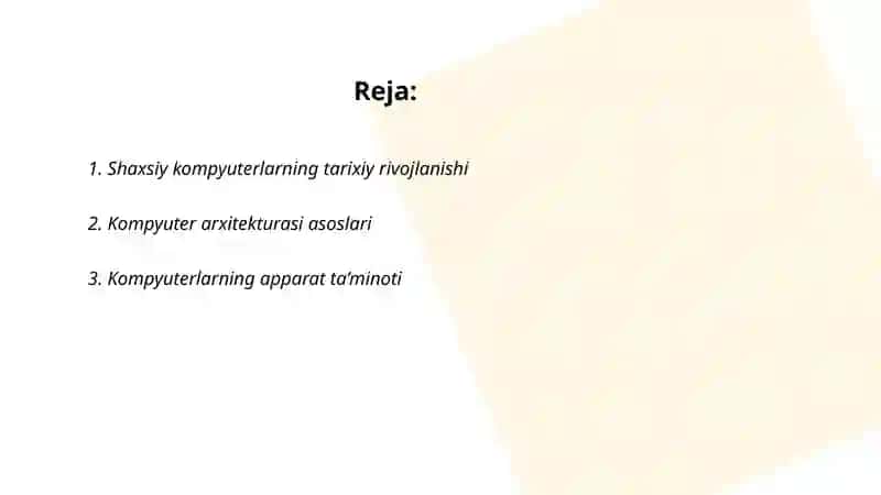 Shaxsiy kompyuterning axboriy-mantiqiy asoslari 2