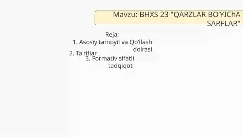 BHXS 23 "QARZLAR BOʻYIChA SARFLAR" 2