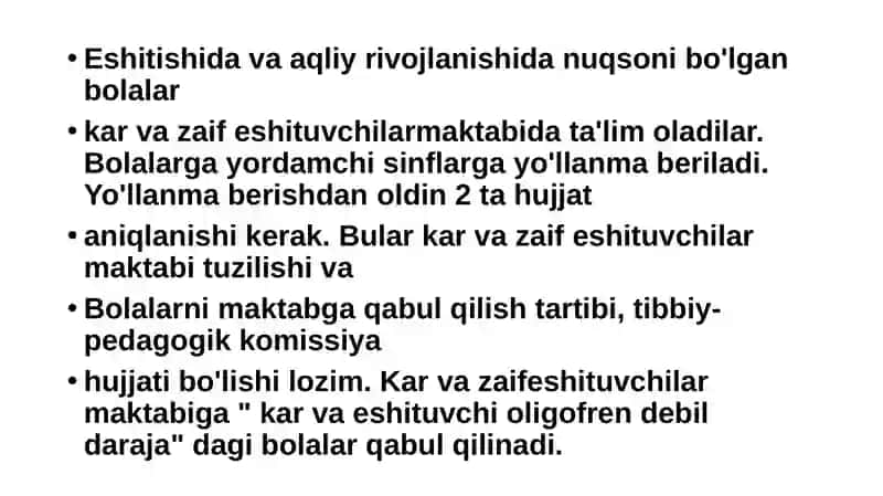 ESHITISHDA VA AQLIYRIVOJLANISHIDA NUQSONI BO'LGAN BOLALARNIO'QITISH 2
