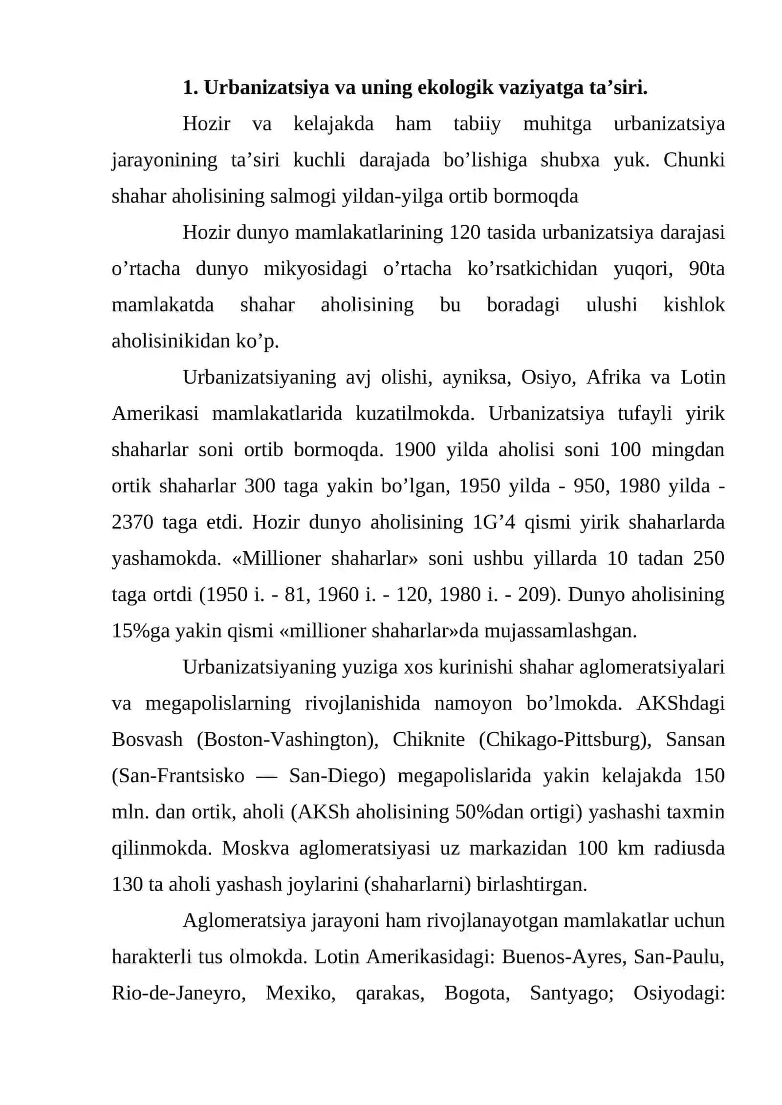 Urbanizatsiya va atrof muhit 2