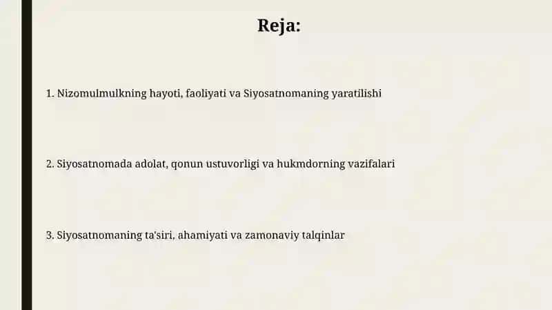 Nizom ul-mulkning "siyosatnoma asarida jamiyat boshqaruviga oid masalalar 2