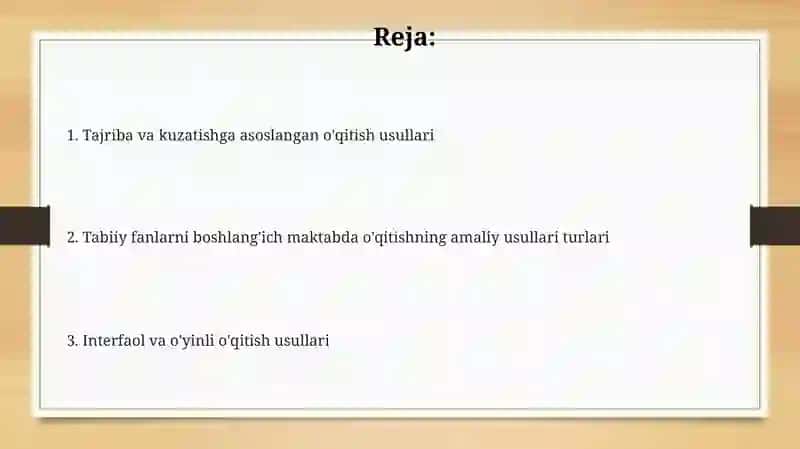 Tabiiy fan òqitishning amaliy metodlar turlari va tasnifi boshlanģich sinf 2