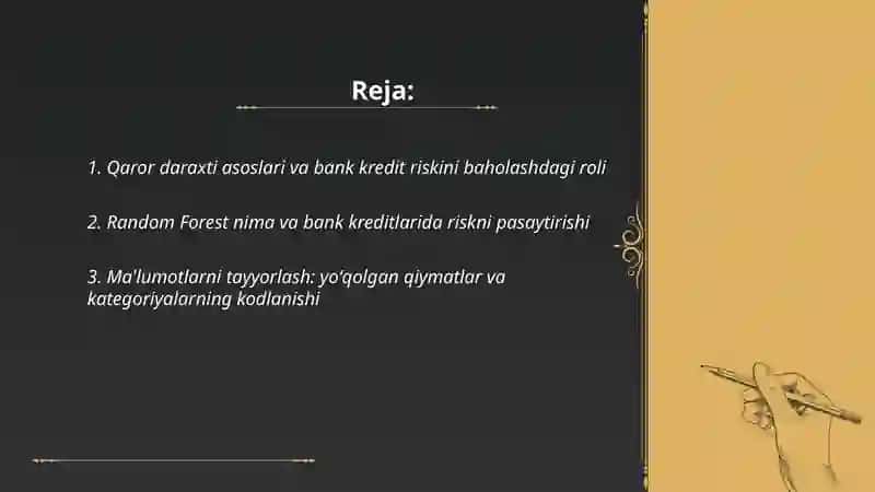 Decision Trees va Random Forest - Bank mijozlarining kredit riskini baholash 2