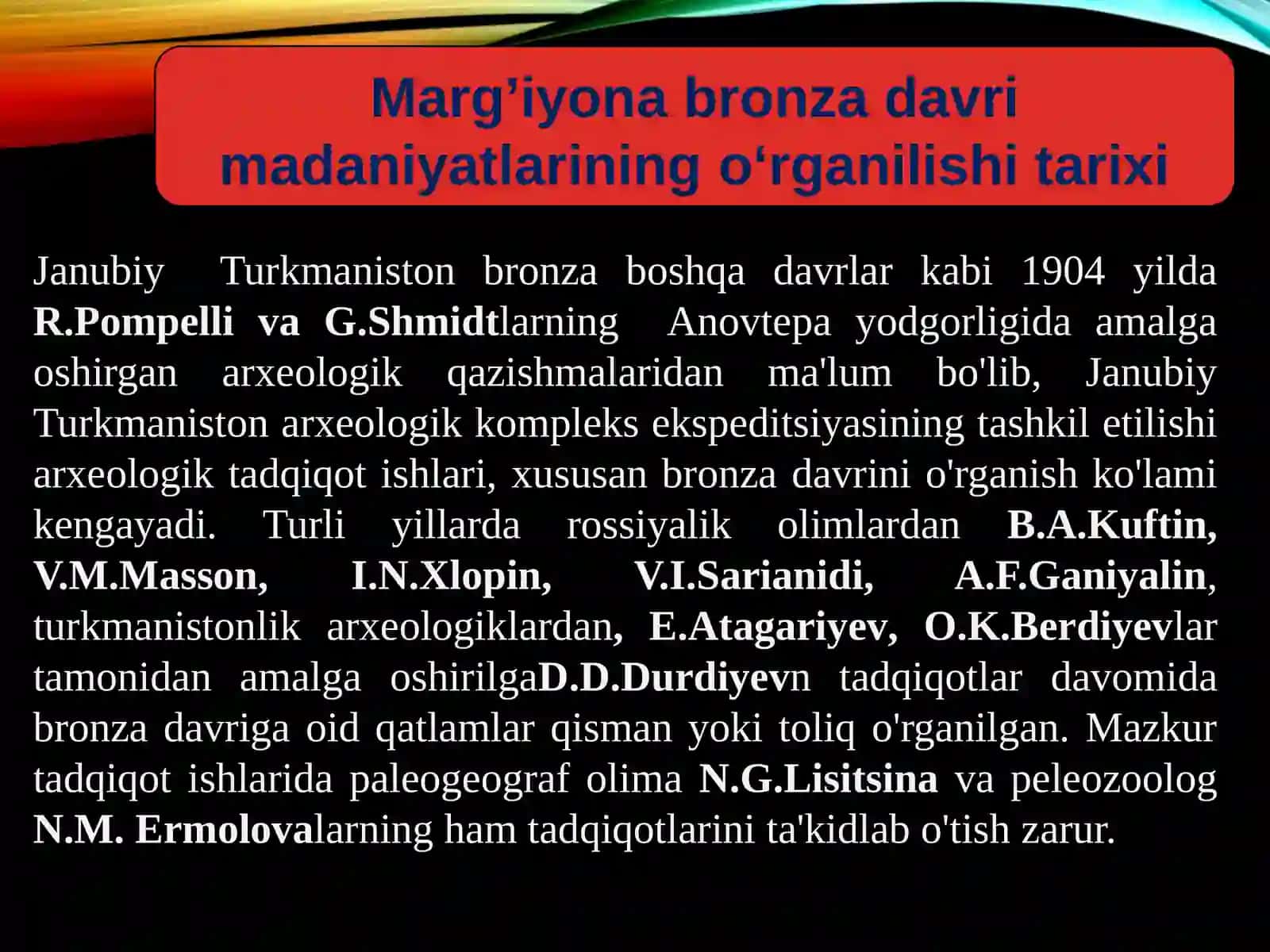 MARG’IYONA BRONZA DAVRI MADANIYATLARI 2