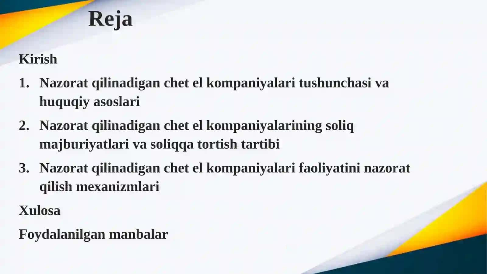 Soliq munosabatlarining subyekti sifatida nazorat qilinadigan chetel kompaniyalari 2