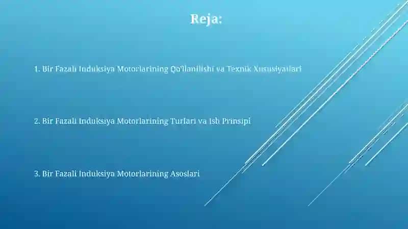 Bir Fazali Induksiya Motorlarining Qo'llanilishi va Texnik Xususiyatlari 2