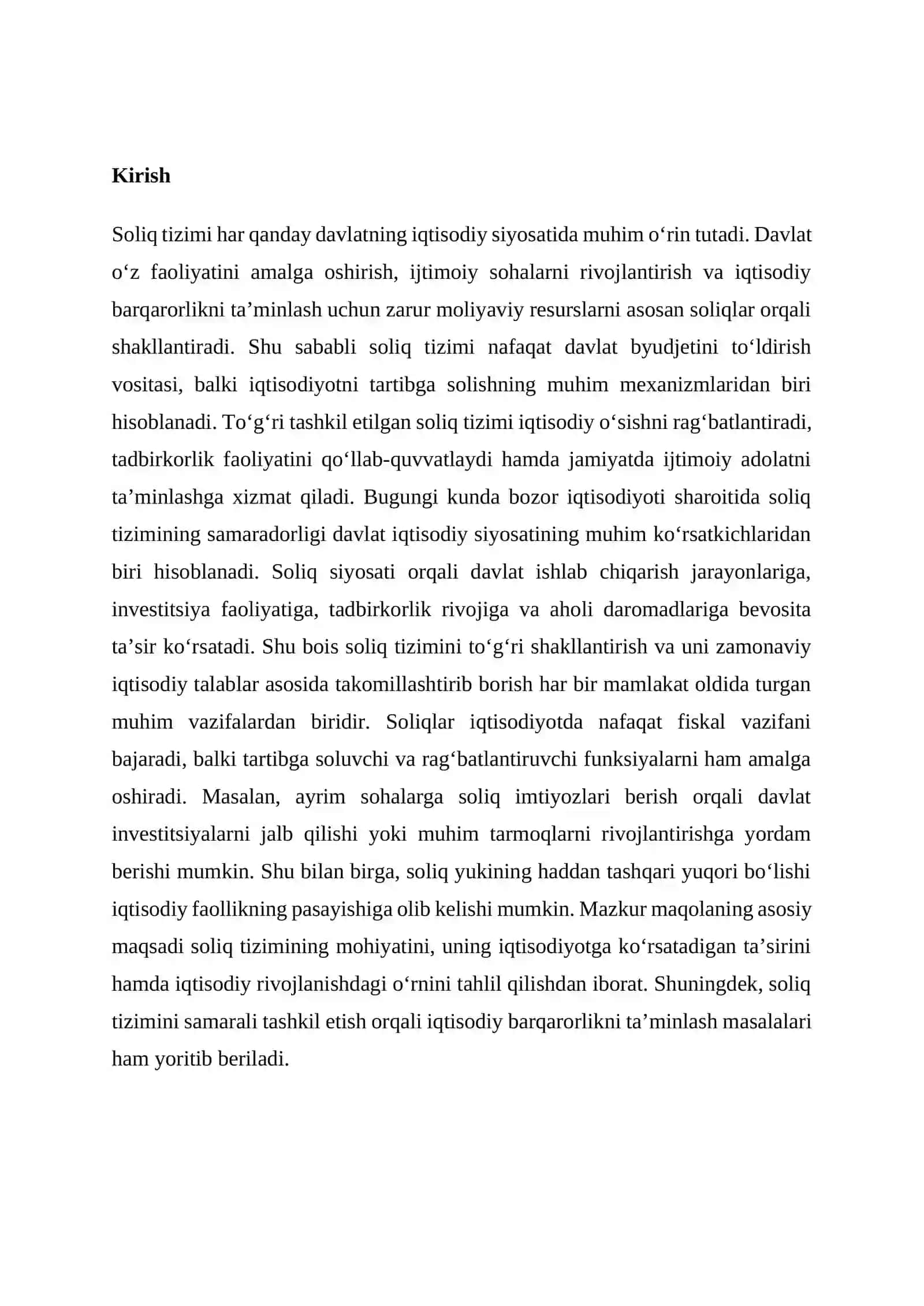 SOLIQ TIZIMI VA UNING IQTISODIY TA’SIRI 2