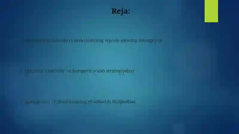Oʻzbekistonning Oʻziga Xos Istiqboli va Taraqqiyot Yoʻli 2