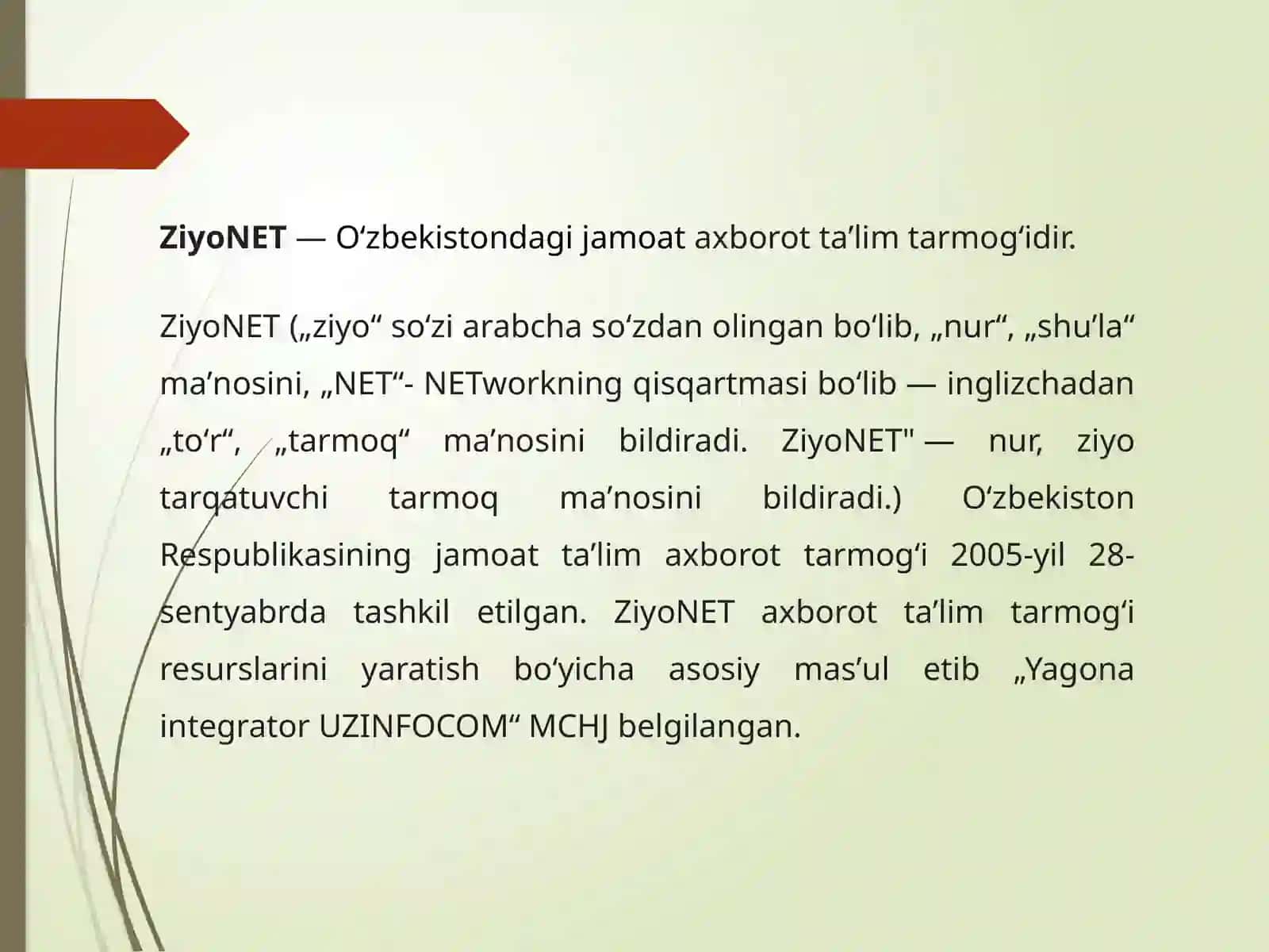 ZIYONET TARMOG`IDA MA`LUMOTLAR BILAN ISHLASH 2