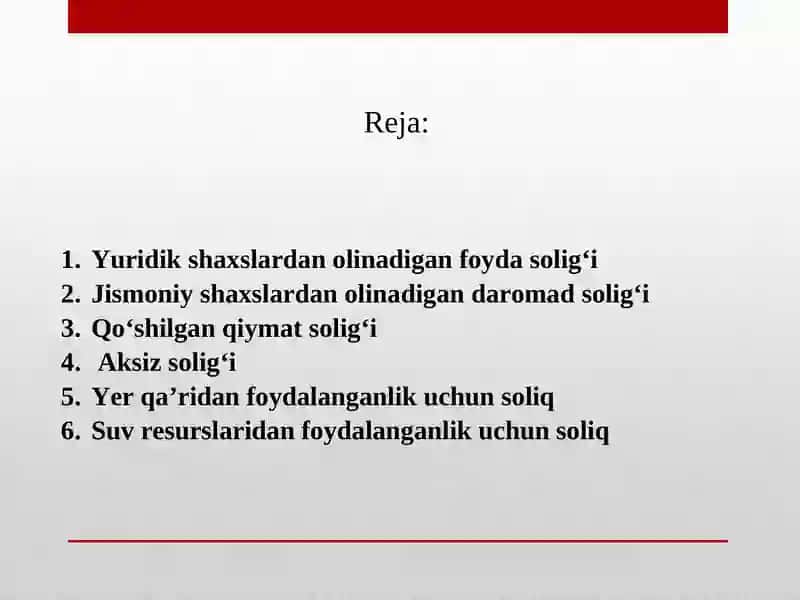 Umumdavlat soliqlarining huquqiy tavsifi 2