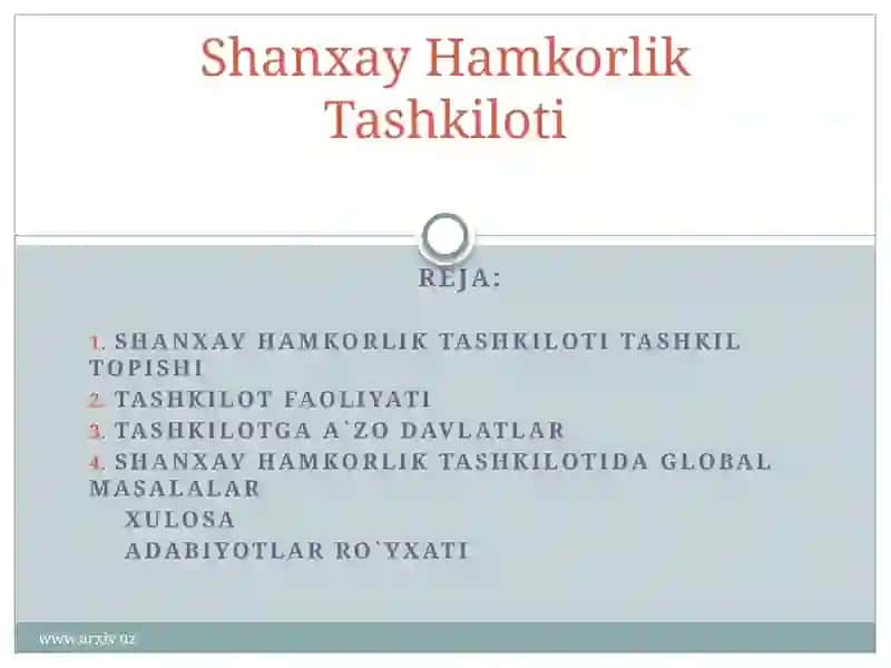 Shanxay Hamkorlik Tashkiloti(SHHT) 2
