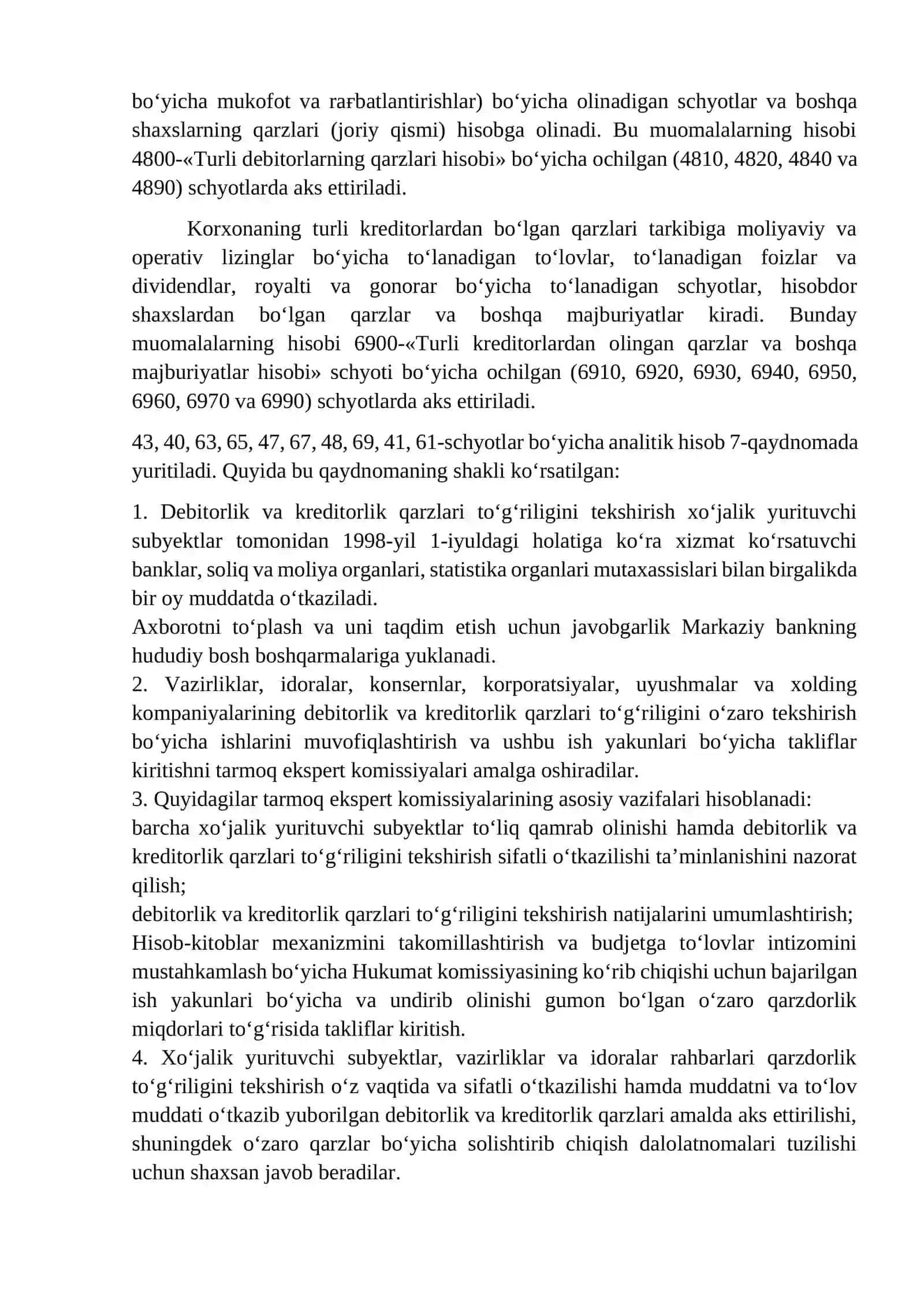 Turli depitor va kreditorlar bilan hisob kitoblar 2