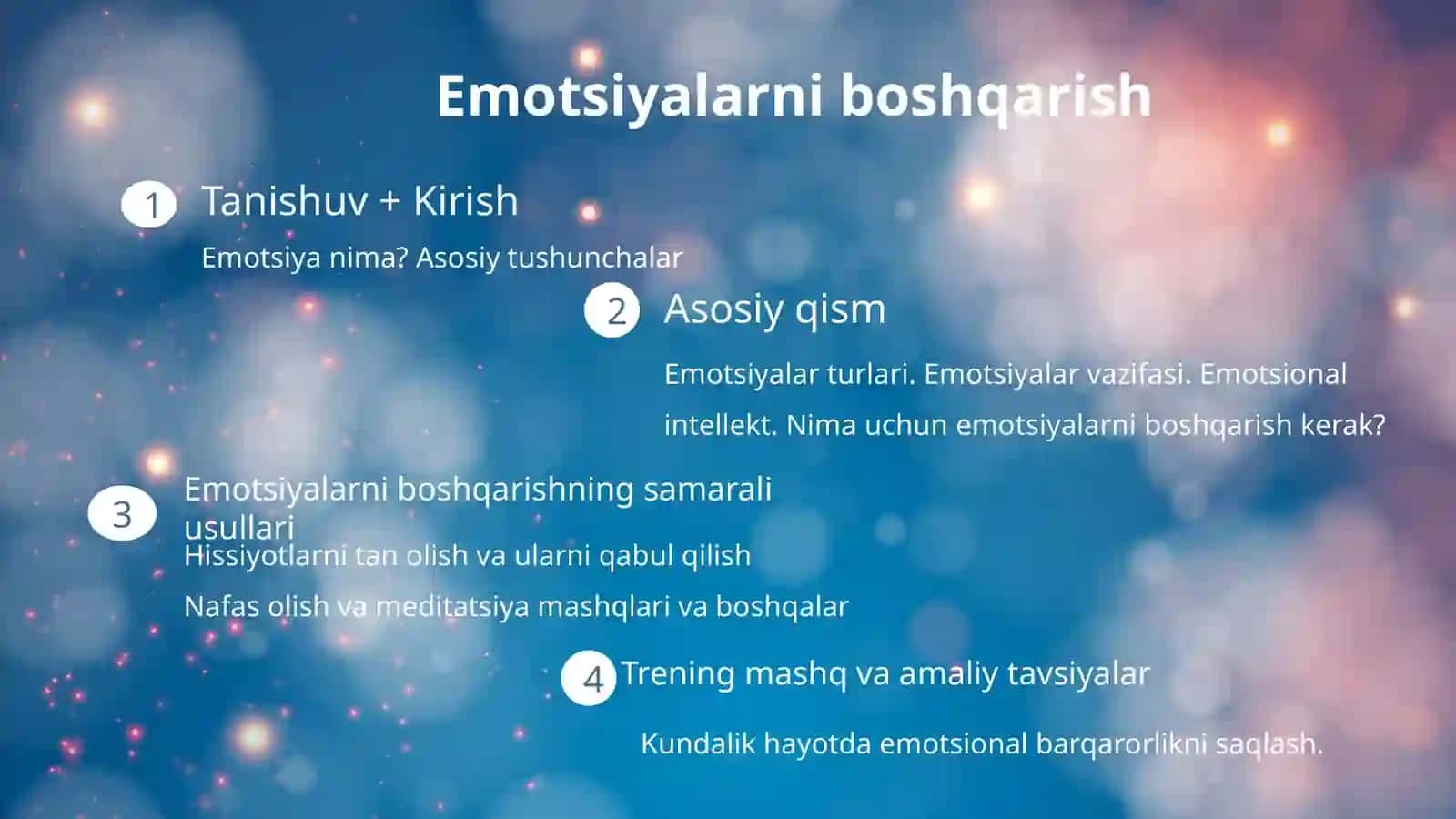 Emotsiyalarni boshqarish sirlari. Oson antistress texnikalar. 2