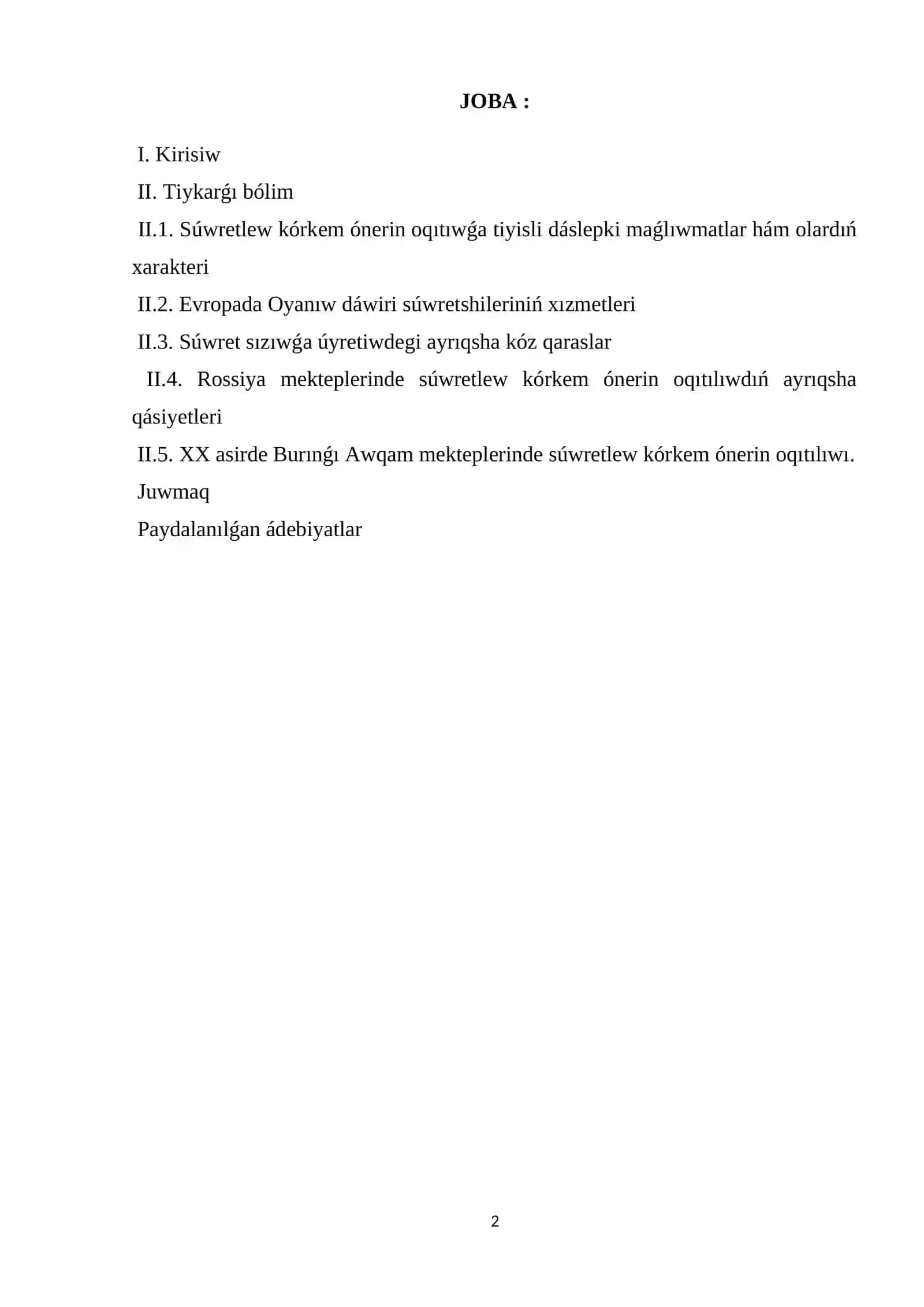 Evropa mámleketleri ulıwma bilim beriw mekteplerinde súwretlew ónerin oqıtıw metodikası 2