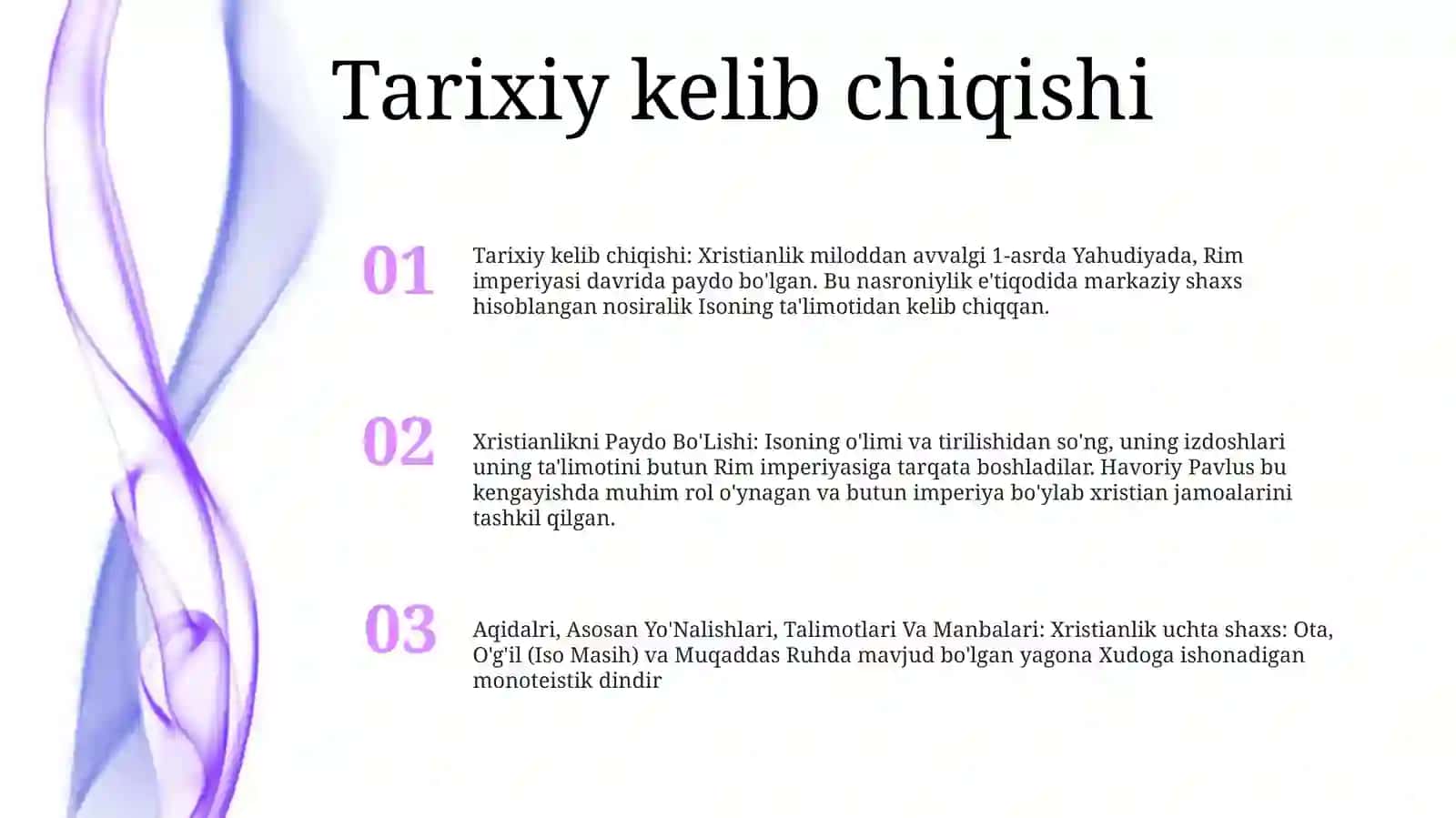 Xristianlikni Paydo Bo'Lishi, Aqidalri, Asosiy Yo'Nalishlari, TalimotlariVaManbalari 2