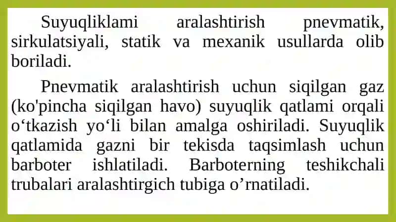 MAVZU. ARALASHTIRISH MOSLAMALARI 2