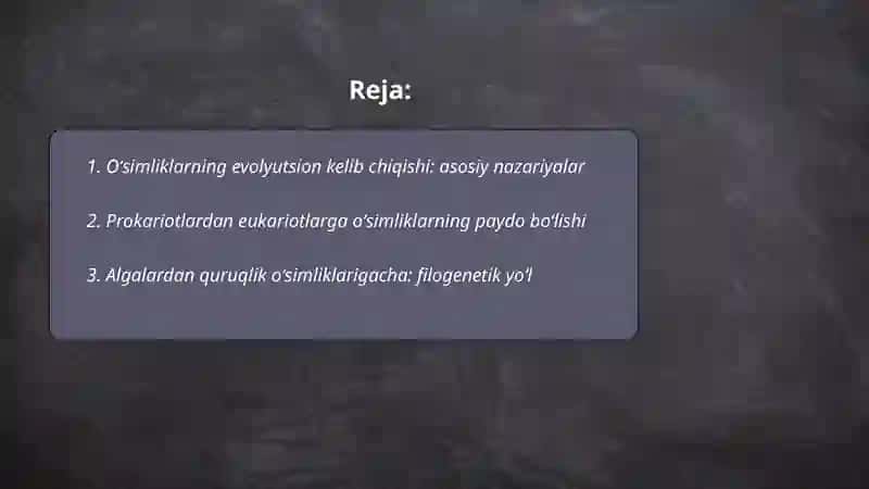 Oʻsimliklarning kelib chiqishi va ontogenezi 2