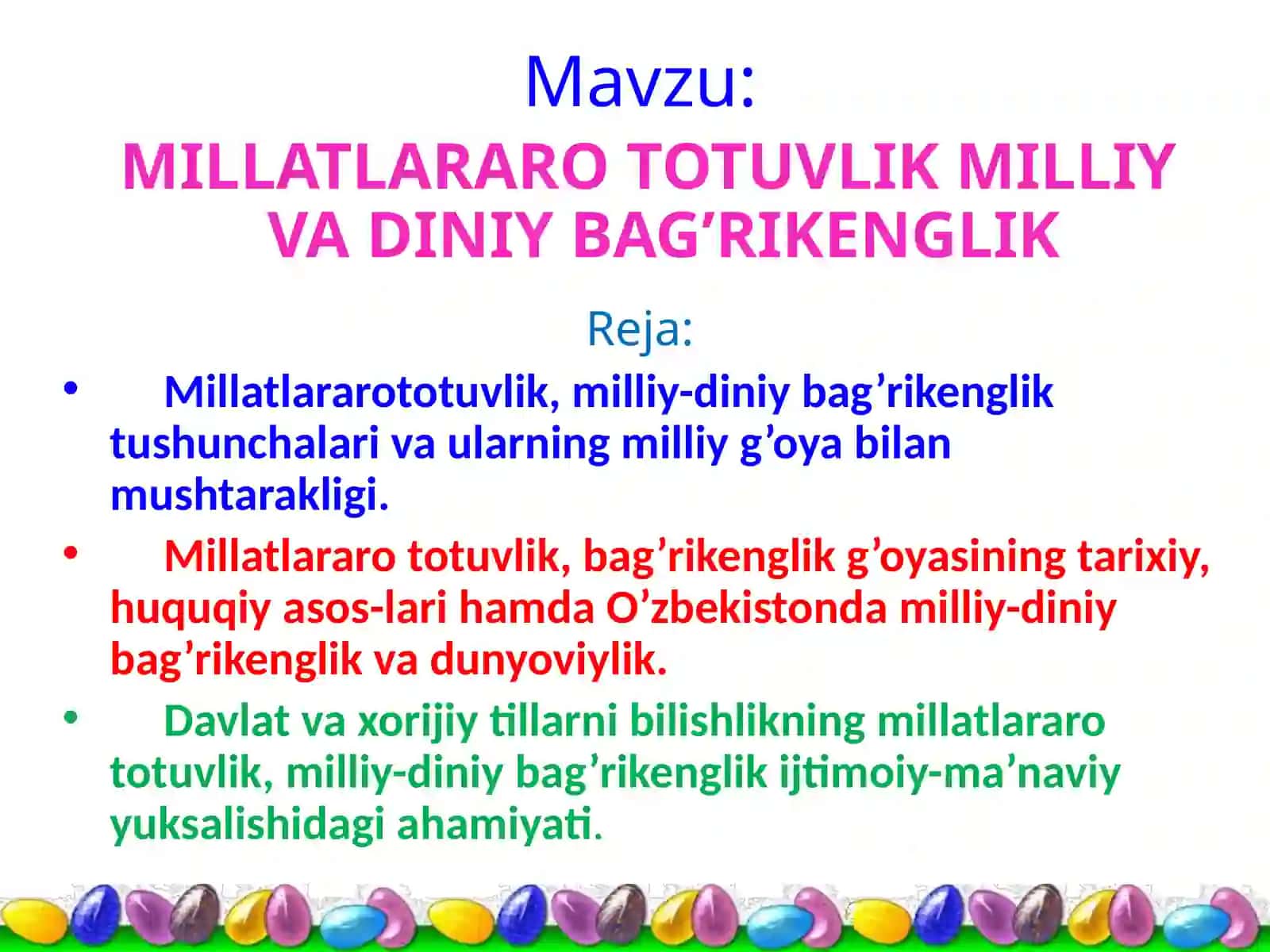 MILLATLARARO TOTUVLIK MILLIY VA DINIY BAG’RIKENGLIK 2