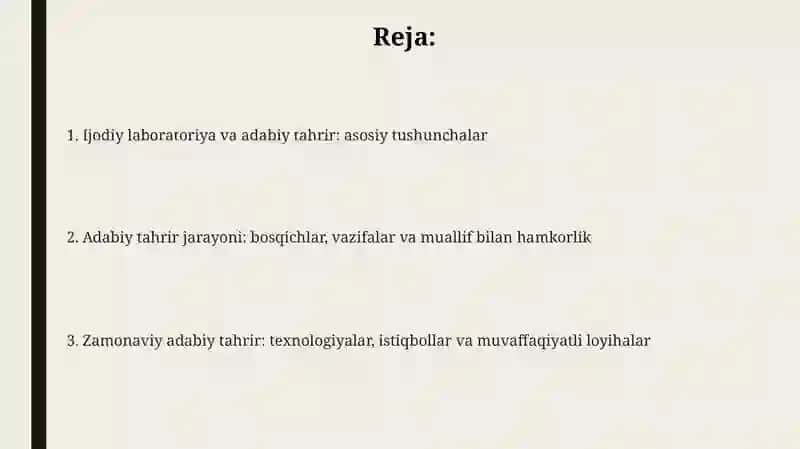 Ijod labaratoriyasi va adabiy tahrir 2