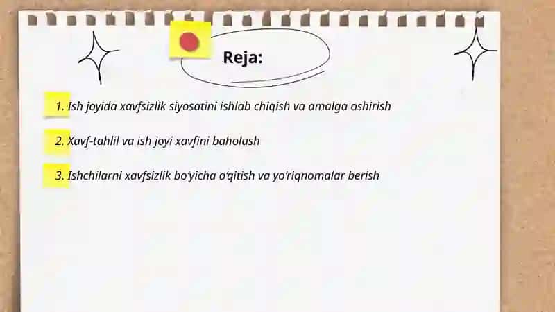 Ish joyida xavfsizlik va sog'likni ta'minlash 2