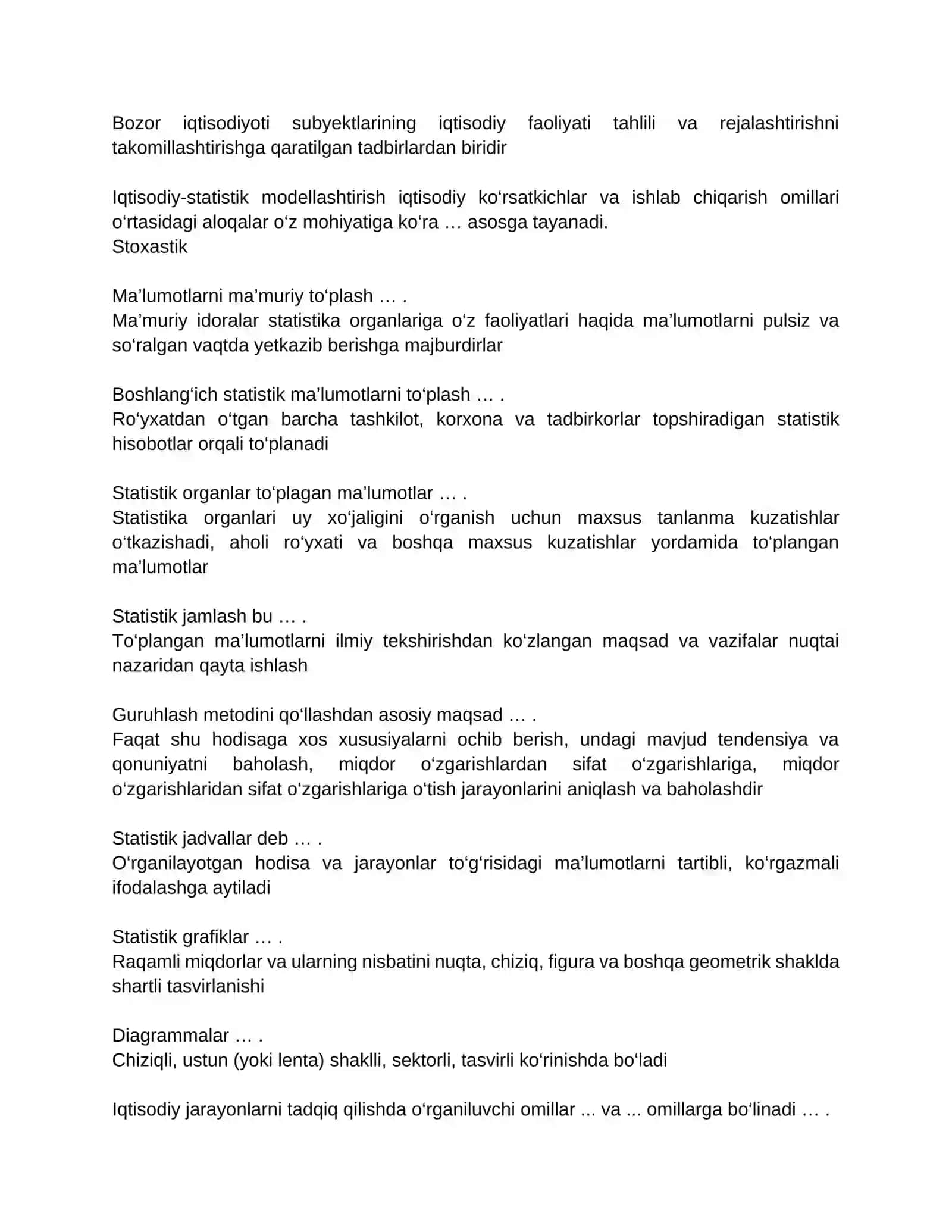 EKONOMETRIKA ASOSLARI fanidan test savollari (3-kurs, buxgalteriya hisobi va audit) 2