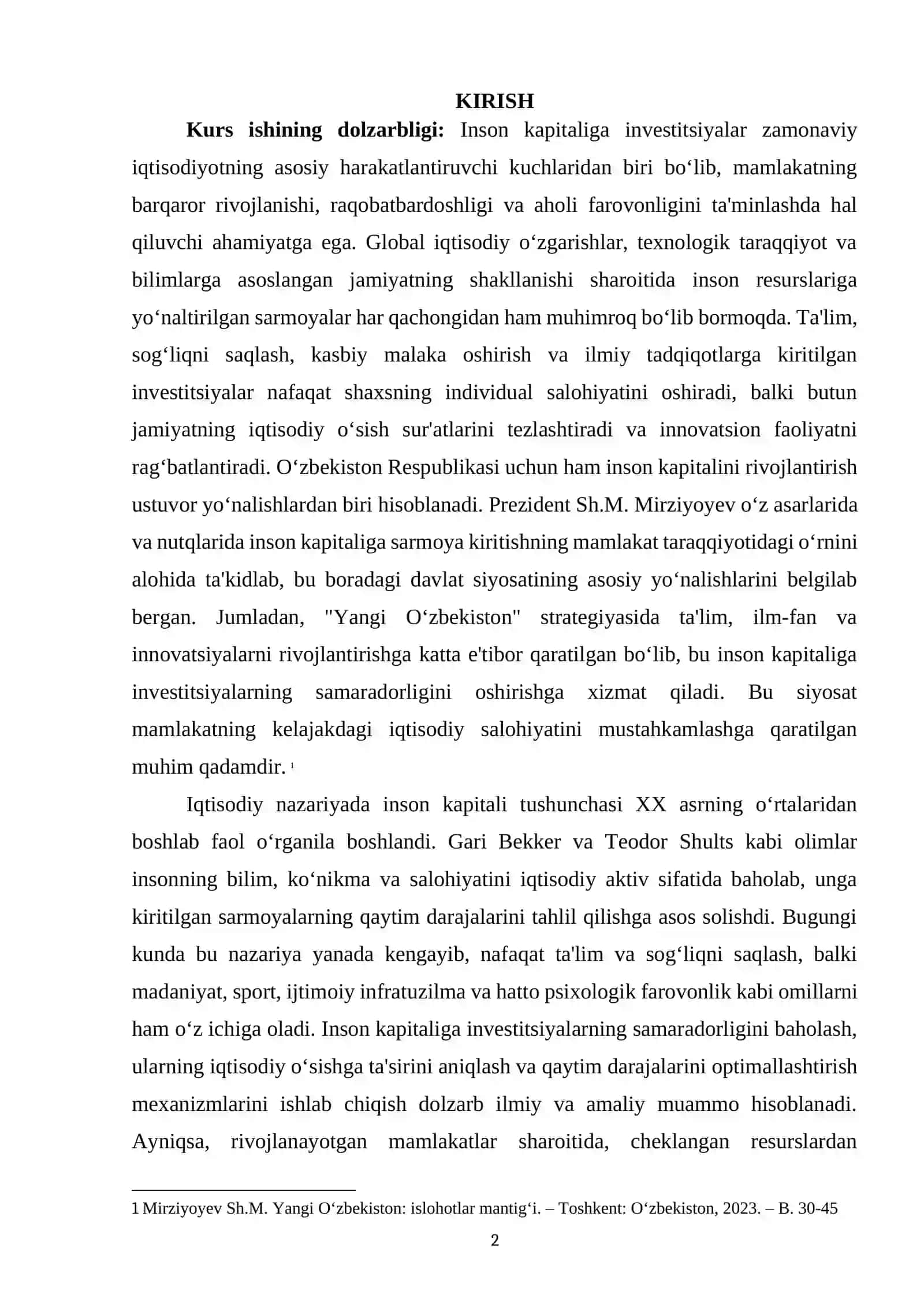 Inson kapitaliga investitsiyalarning samaradorligini baholash usullari va qaytim darajalarini tahlili 2