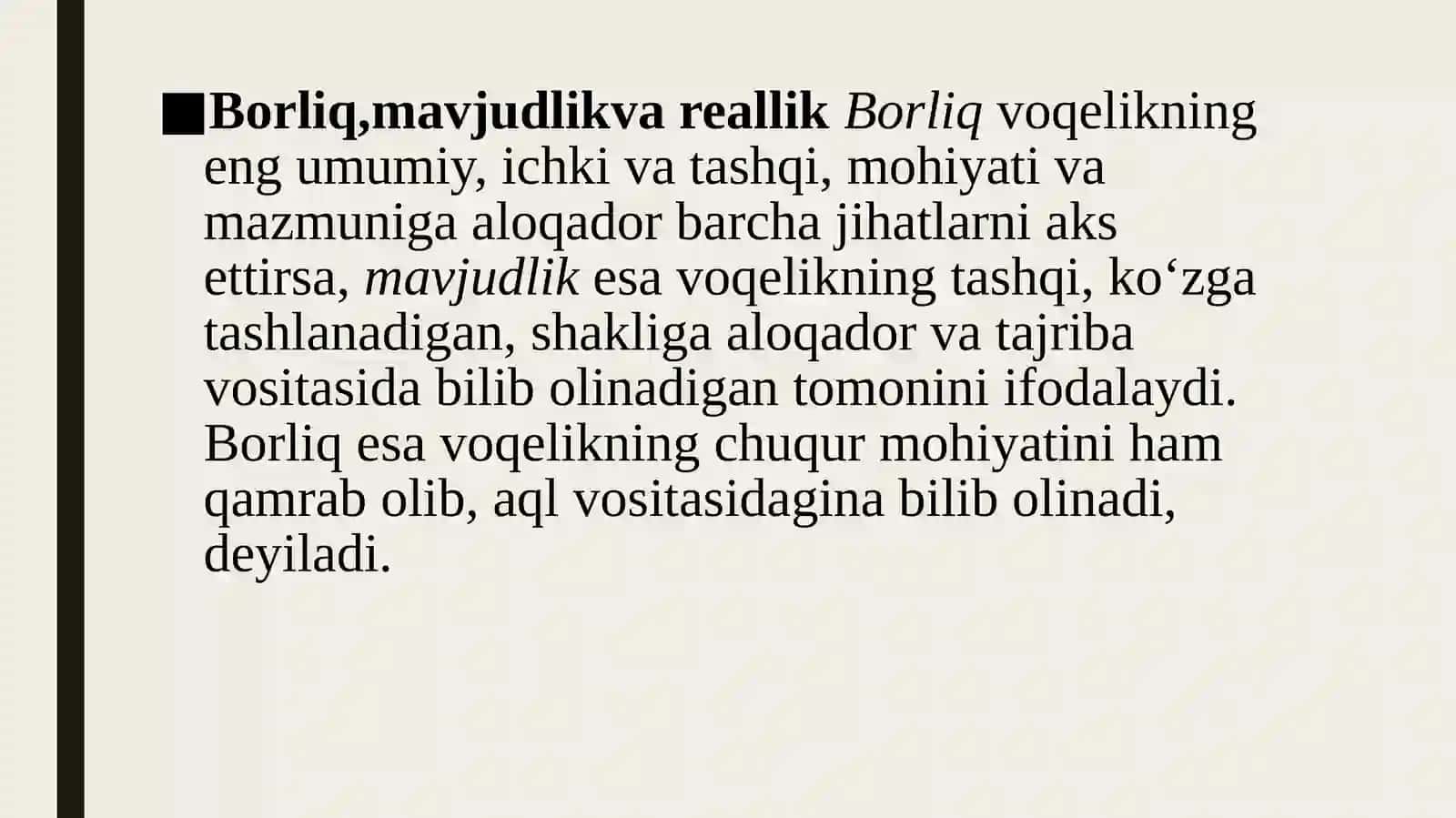 Falsafa va tabbiy ilmiy fanlarda borliqning mohiyatiga oyid konsepsiyalar 2