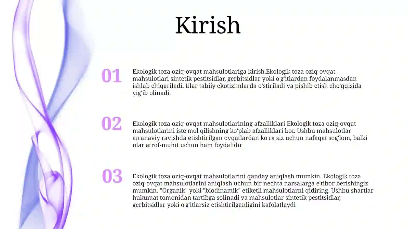 Ekologik Toza Oziq Ovqat Mahsulot 2