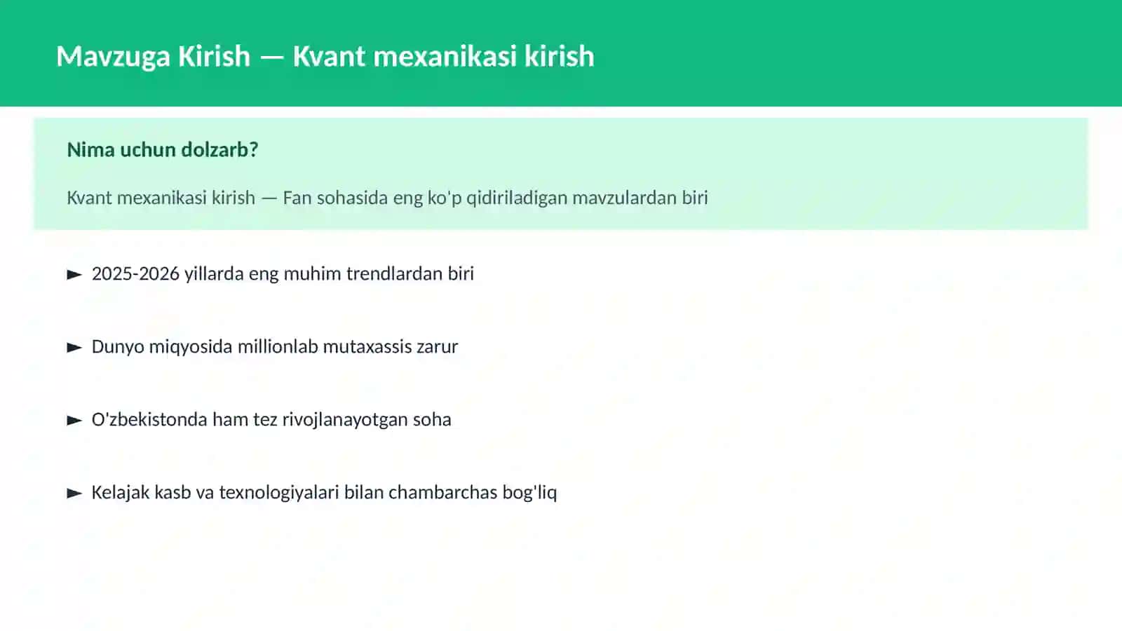 Kvant mexanikasi kirish 2