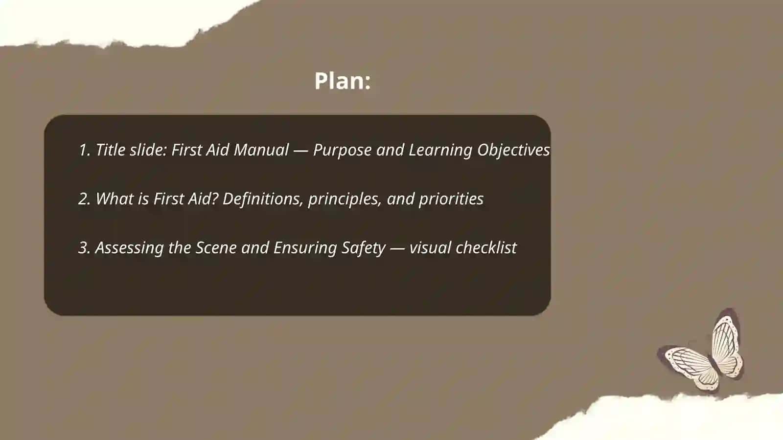 First Aid Manual — Purpose and Learning Objectives 2
