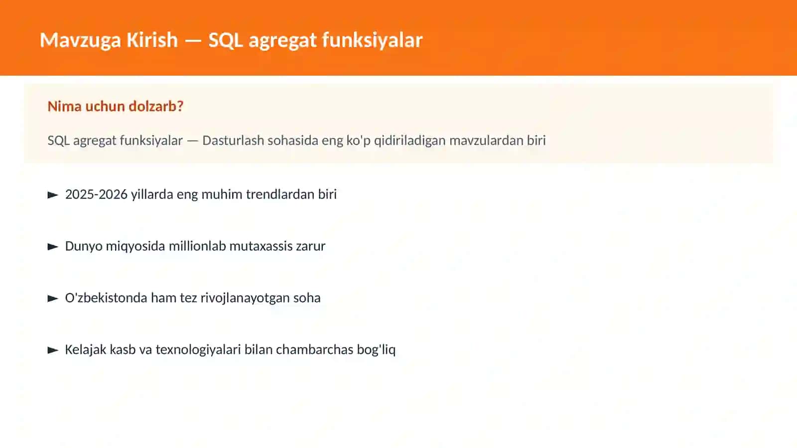 SQL agregat funksiyalar 2