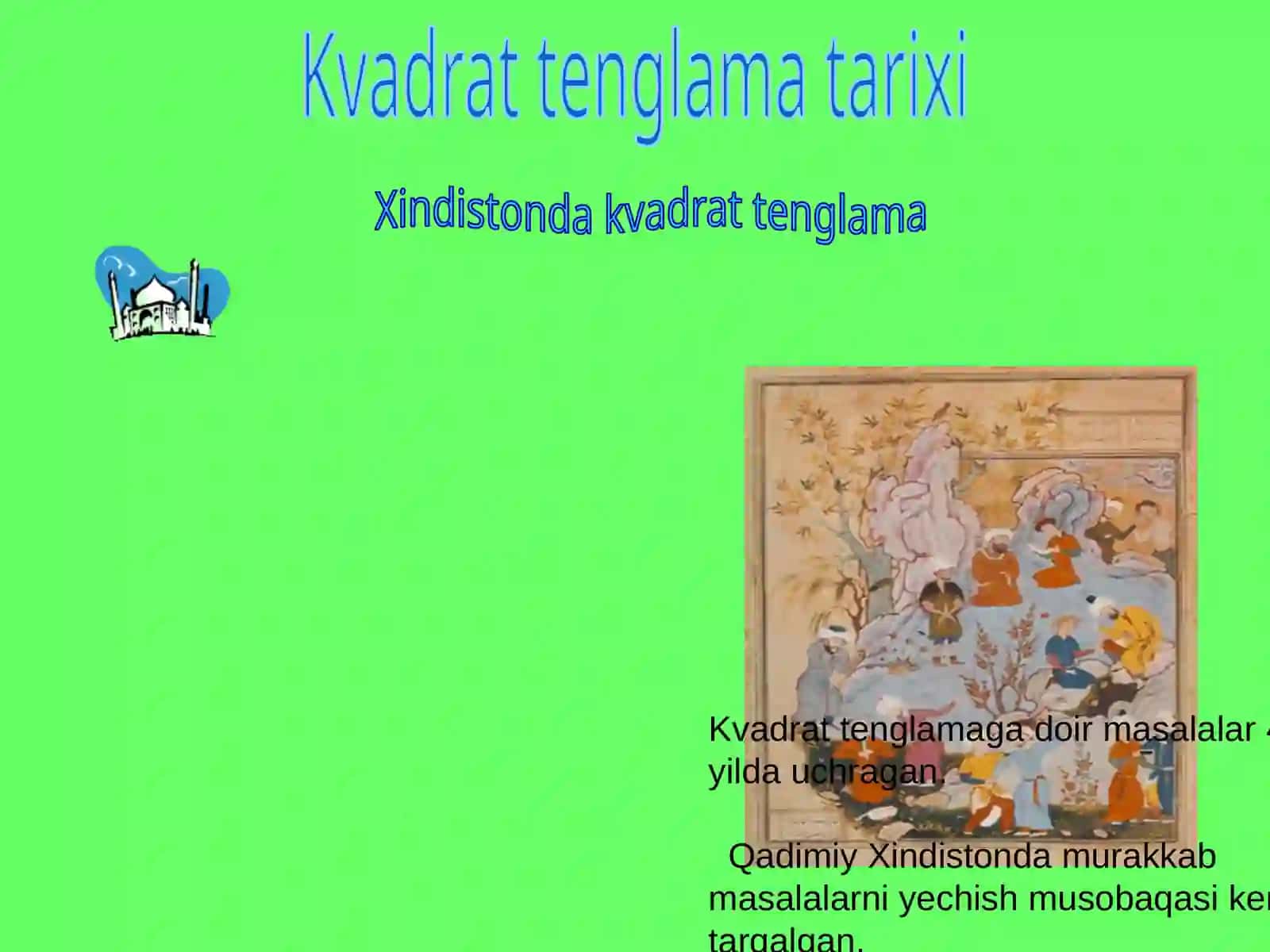 "KVADRAT TENGLAMALAR" 2