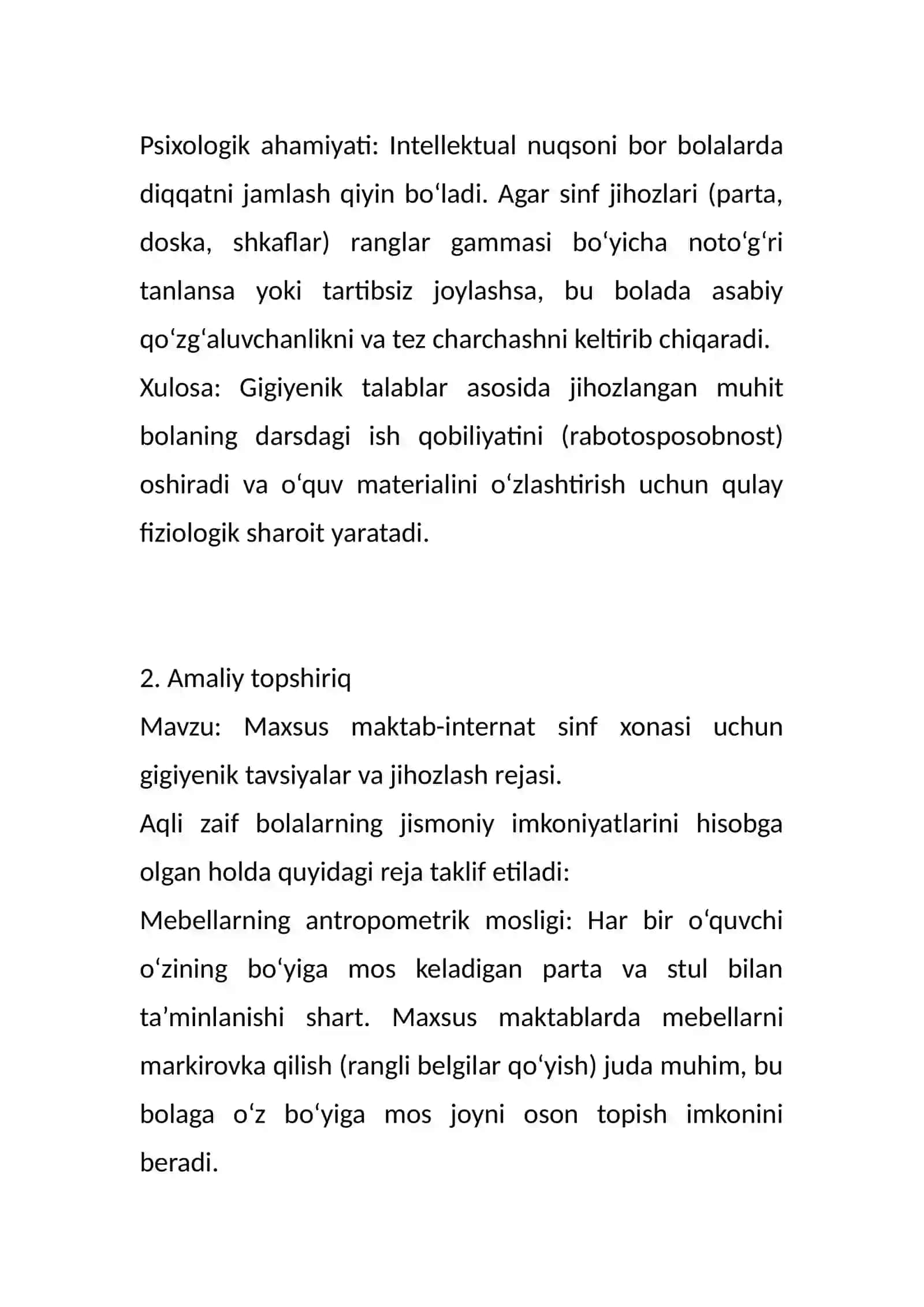 Sinf jixozlariga qóyilgan gigienik talablar 2