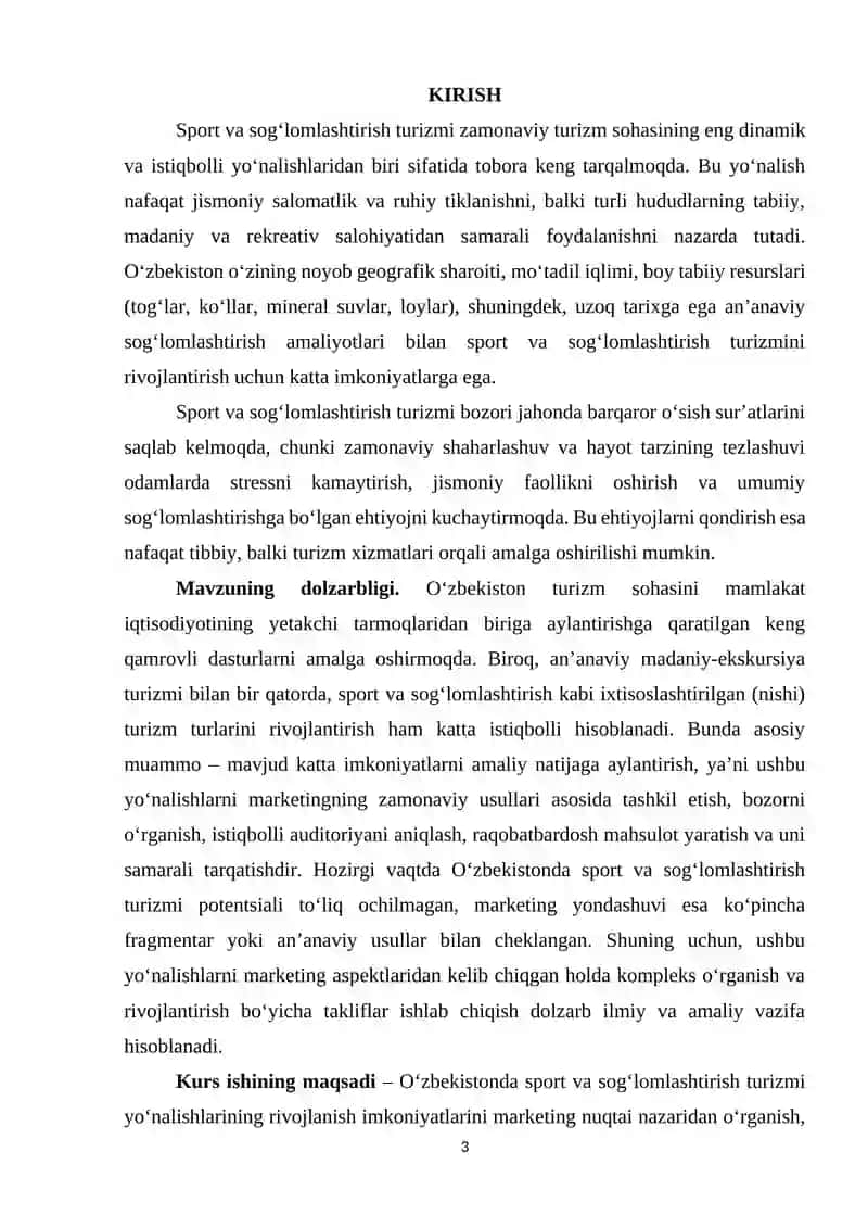 Turizmda sport va sog‘lomlashtirish yo‘nalishlarini marketing asosida rivojlantirish 2
