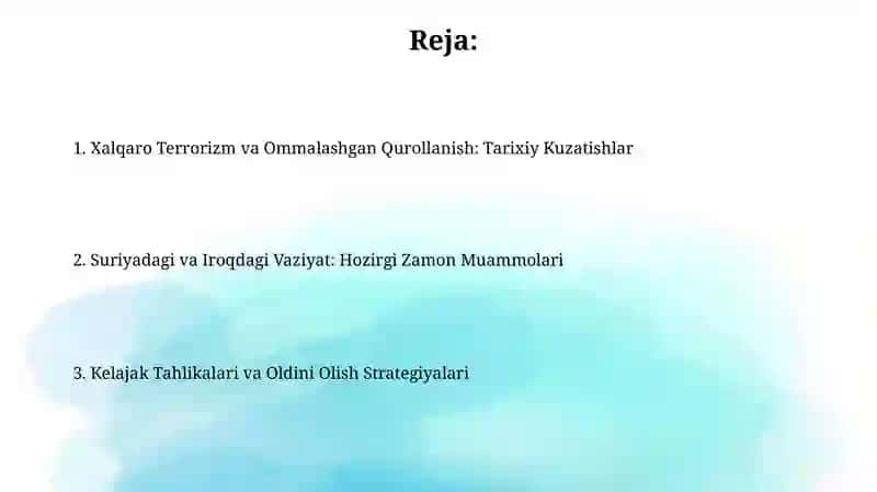 Xalqaro Terrorizm va Ommalashgan Qurollanish: Tarixiy Kuzatishlar 2