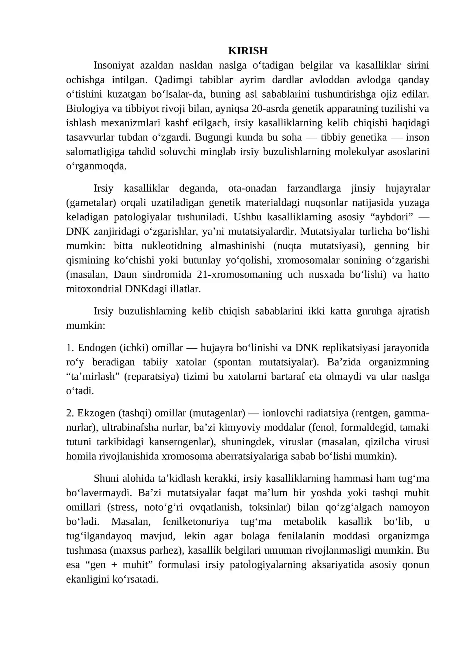 IRSIY KASALLIKLARNING KELIB CHIQISH SABABLARI 2