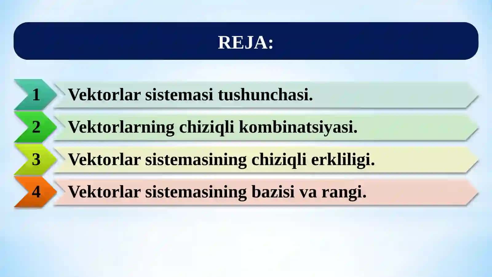 Vektorlar sistemasi va uning rangi 2