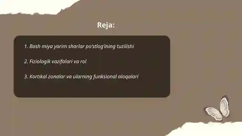 Bosh miya yarim sharlar poʻstlogʻining fiziologiyasi.Bazal yadrolar 2