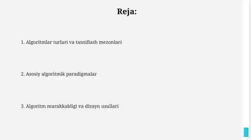 Algoritm turlari va tasniflash mezonlari 2