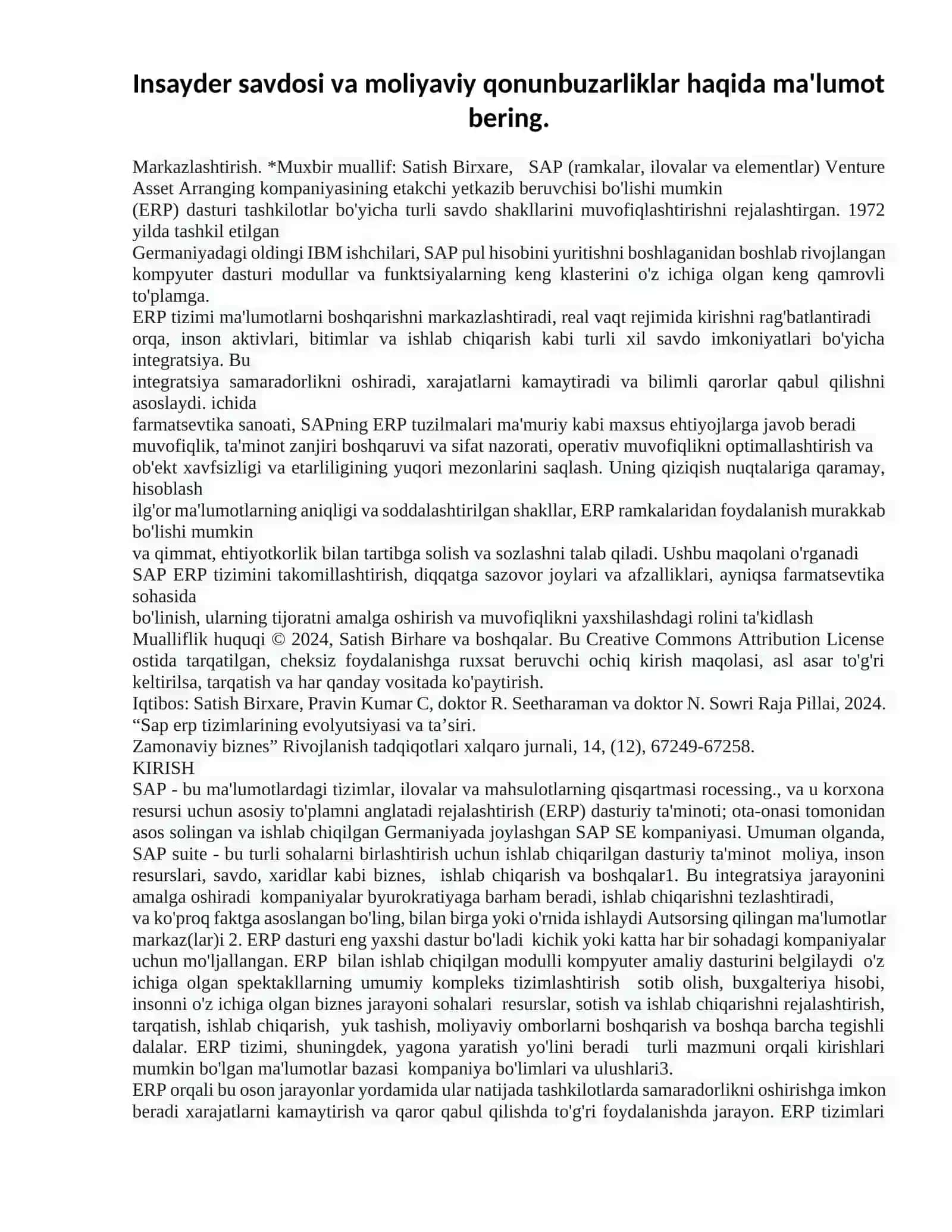 Insayder savdosi va moliyaviy qonunbuzarliklar 2