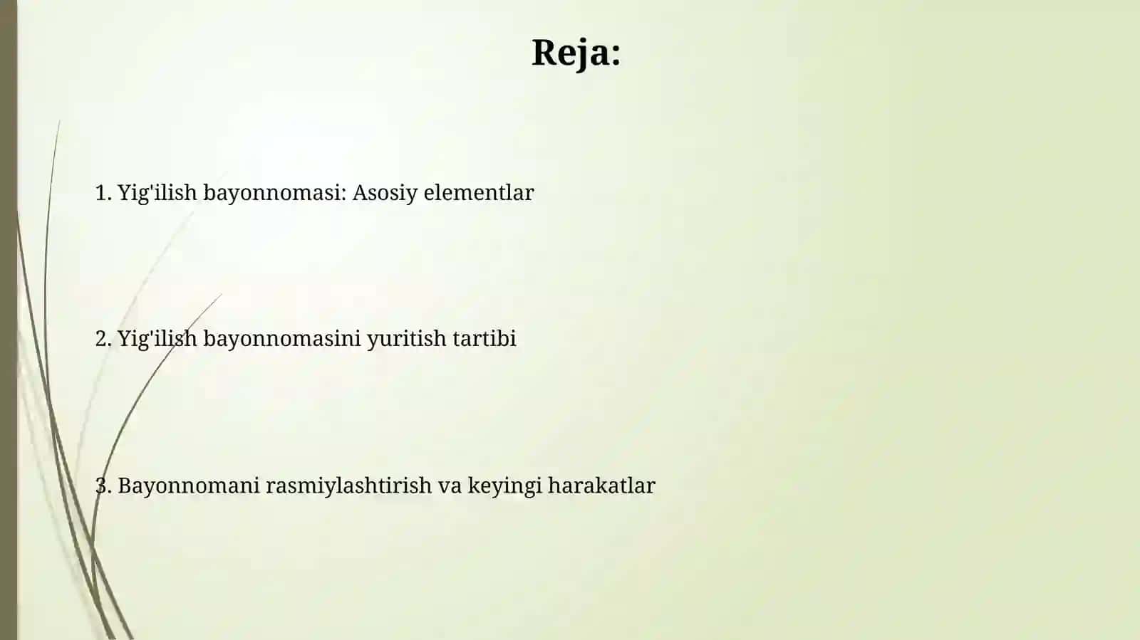 Guruh majlisi bayonnomasi tayyorlash - Taqdimot 2