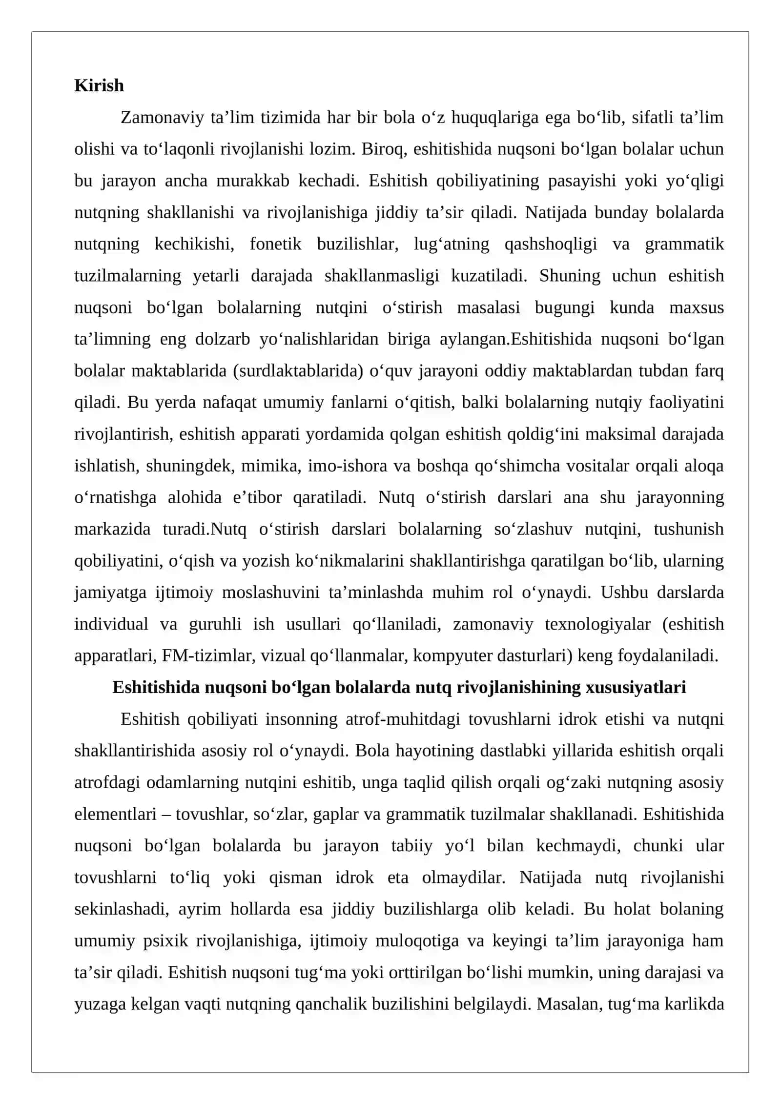Eshitishida nuqsoni bo‘lgan bolalar maktabida nutq o‘stirish darslarini kuzatish 2