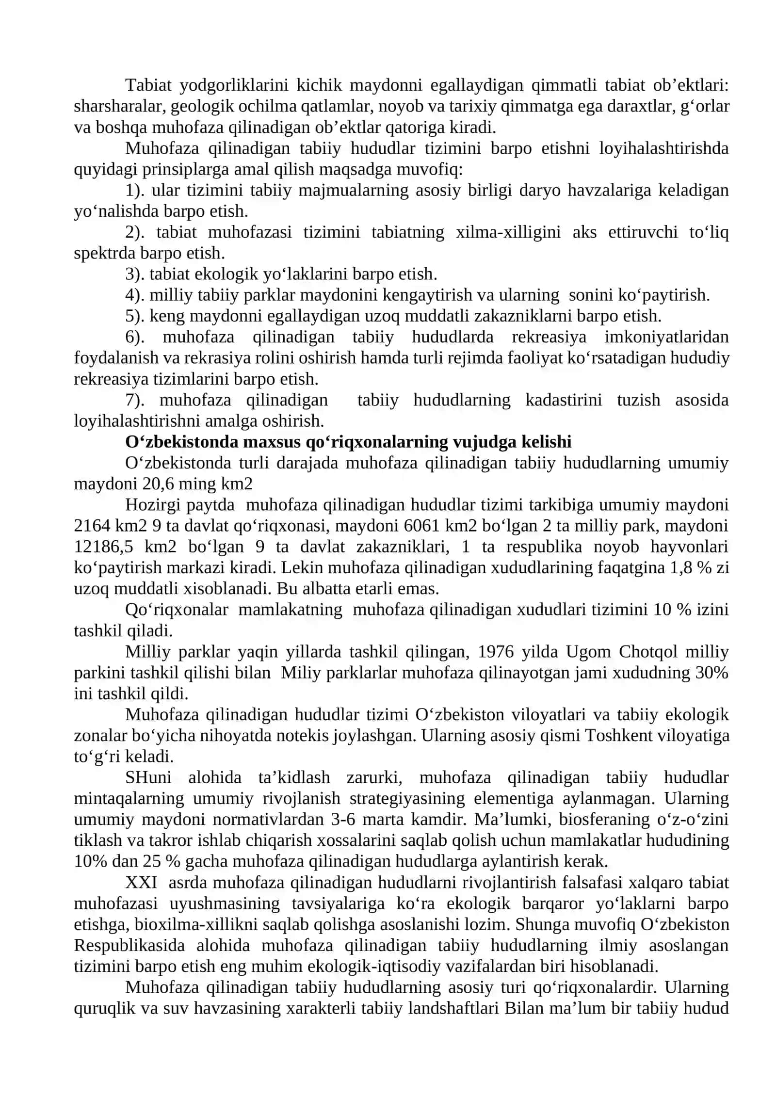 Muhofaza etiladigan hududlar toifalari,tabiat va tabiy resurslarni muhofaza qilish xalqaro ittifoqi hamda ilmiy texnik kengashi va O’zbekiston “Qizil kitobi”ni o’rganish 2